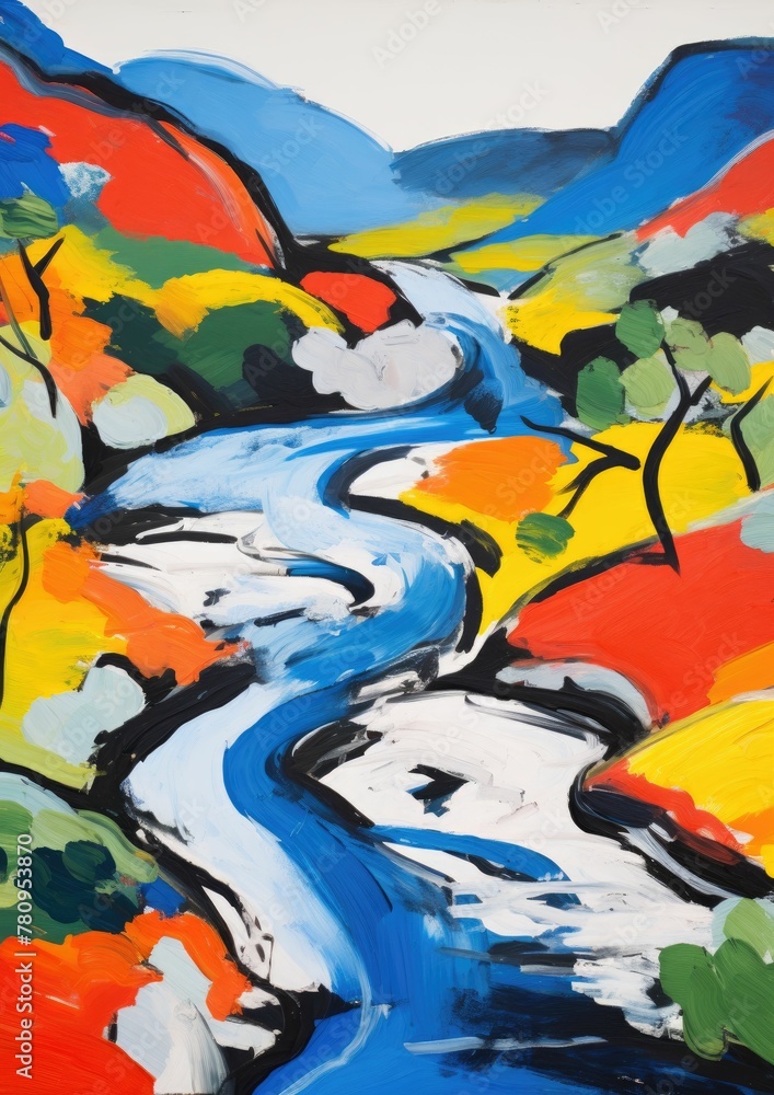 abstract watercolor painting of a river abstract watercolor painting of a river