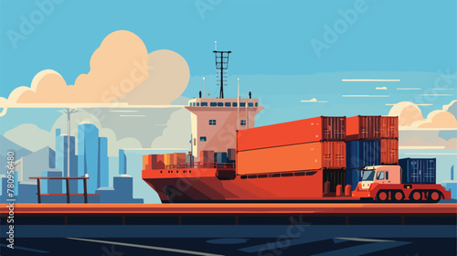 Cargo freighter containers isolated scenery vector photo