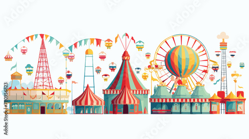 Carnival fair amusement park with circus tent ferri