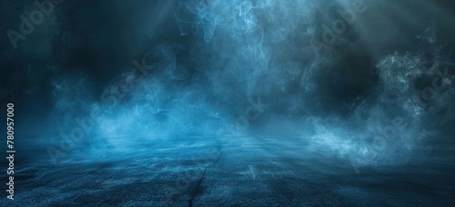 background of empty room  lamps  neon light  smoke  fog. AI generated illustration