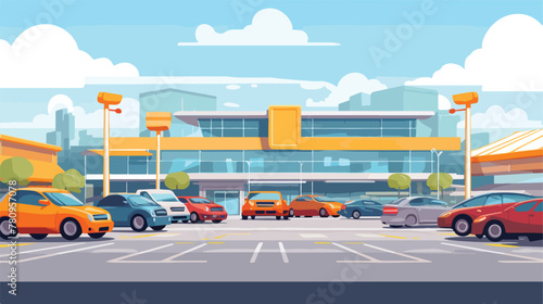 Cars parked in public parking lot at entrance to la © Hyper
