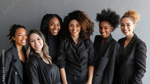 women in black shirts suits diversity team