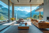 interior design, living, floor, den, luxury, wall, furniture, window, indoor, mountain view, table