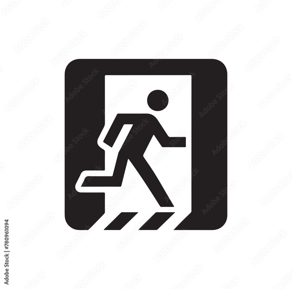 Emergency exit Vector illustration, escape route sign and symbol