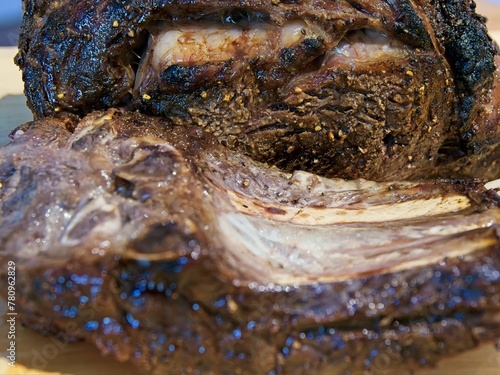 Prime rib roast, roasted, with bones cut off 