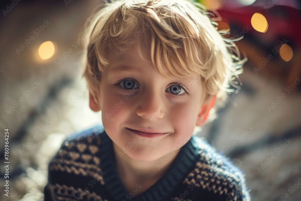 Portrait of a cute little boy with blue eyes on a Christmas background Portrait of a cute little boy with blue eyes on a Christmas background