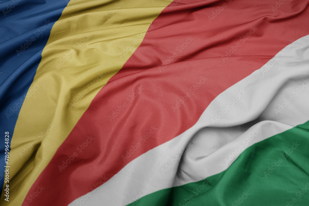 waving colorful national flag of seychelles.
