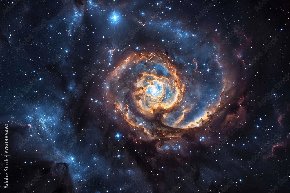 Obraz premium Witness the vibrant spirals of a cosmic cloud expanding in the expanse of the universe