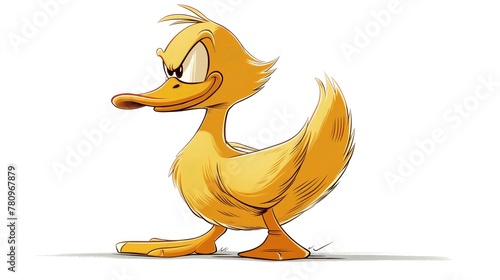 A cartoon duck looking walking away, shown in profile view with clean outlines and white background.
