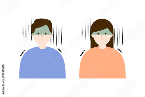 Scared people. Terrified shivering man and woman. Feeling, anxiety, phobia concepts. Flat vector character design illustration isolated on white background.