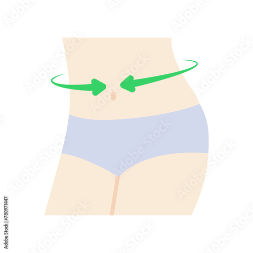 Slim female waist. Beauty, fitness, diet concepts. Flat vector design isolated on white background illustration.