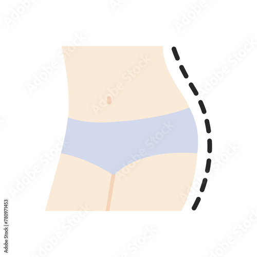 Slim Female Waist Icon. Beauty Fitness, diet concepts. Flat vector design isolated on white background illustration.
