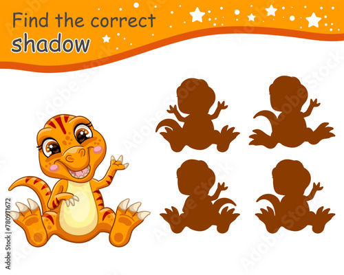 Find correct shadow of baby dinosaur vector illustration © alinart