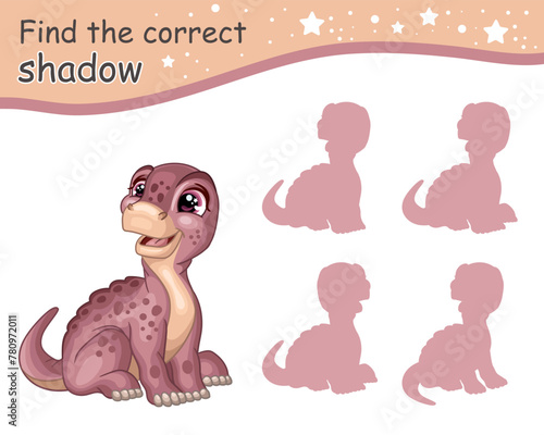 Find correct shadow of brontosaurus dinosaur vector illustration © alinart