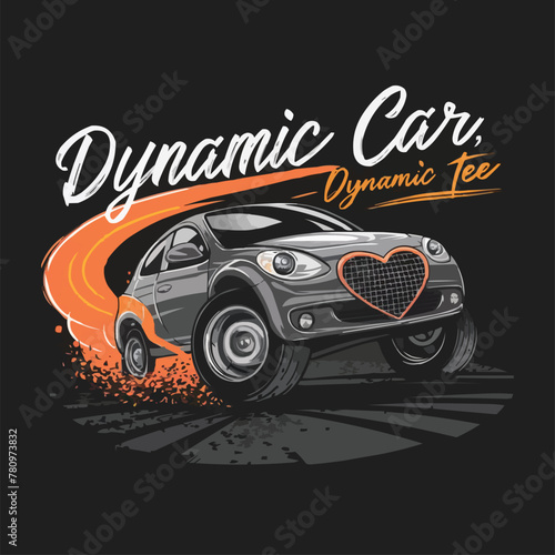 With a loving car and customized vector typography tshirt design