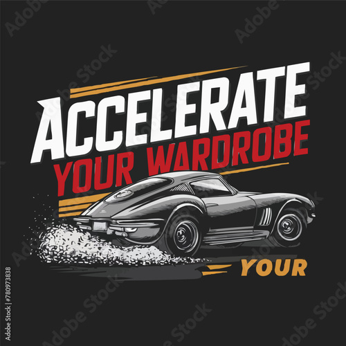 With a loving car and customized vector typography tshirt design