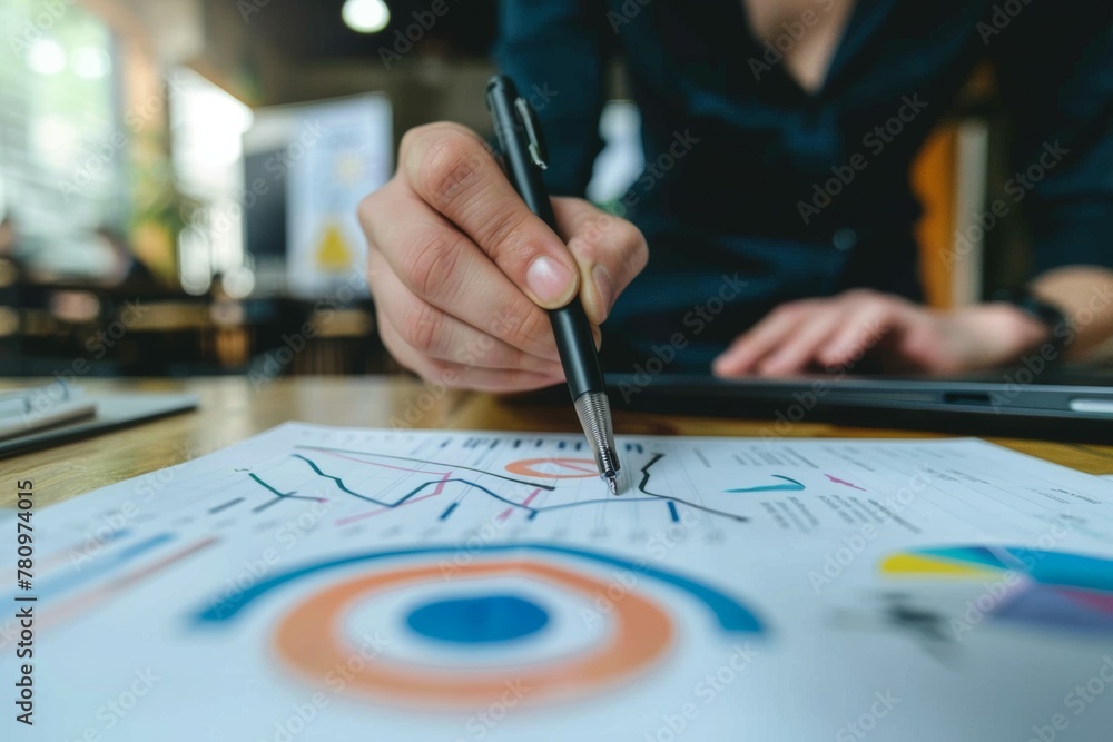 A person is writing on a piece of paper with a pen. Business concept A person is writing on a piece of paper with a pen. Business concept