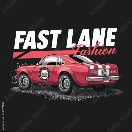 With a loving car and customized vector typography tshirt design