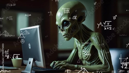 ilustração de extraterrestre no computador photo