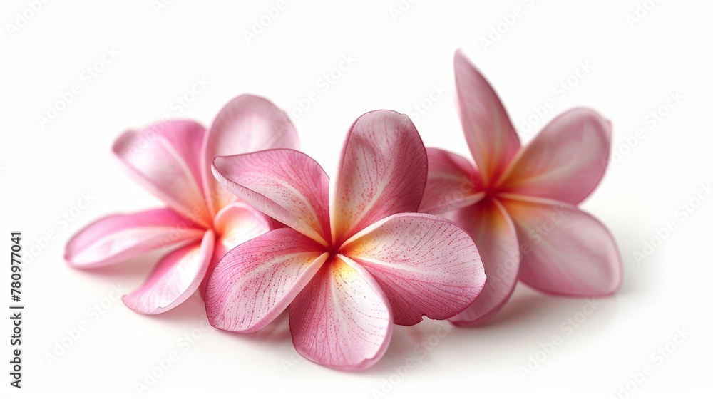 Three pink flowers on white surface Three pink flowers on white surface