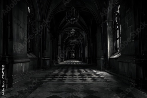 Echoes of Sinister Laughter in the Haunting Gothic Hallway