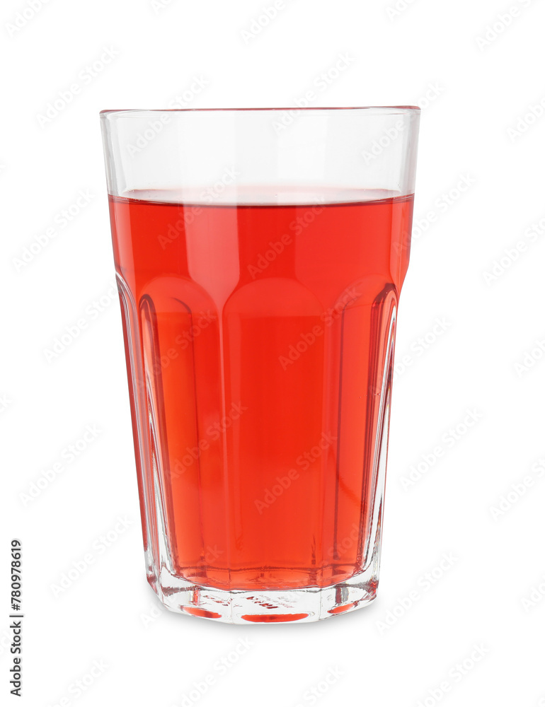 Refreshing pomegranate juice in glass isolated on white