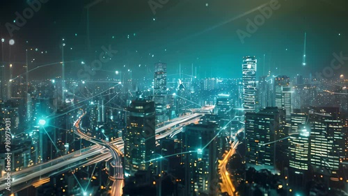 Wallpaper Mural Smart city and communication network. Digital transformation, business, building, modern, urban, technology, connection, information, innovation, capita, future Torontodigital.ca