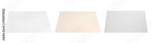 Sheets of parchment paper isolated on white, set