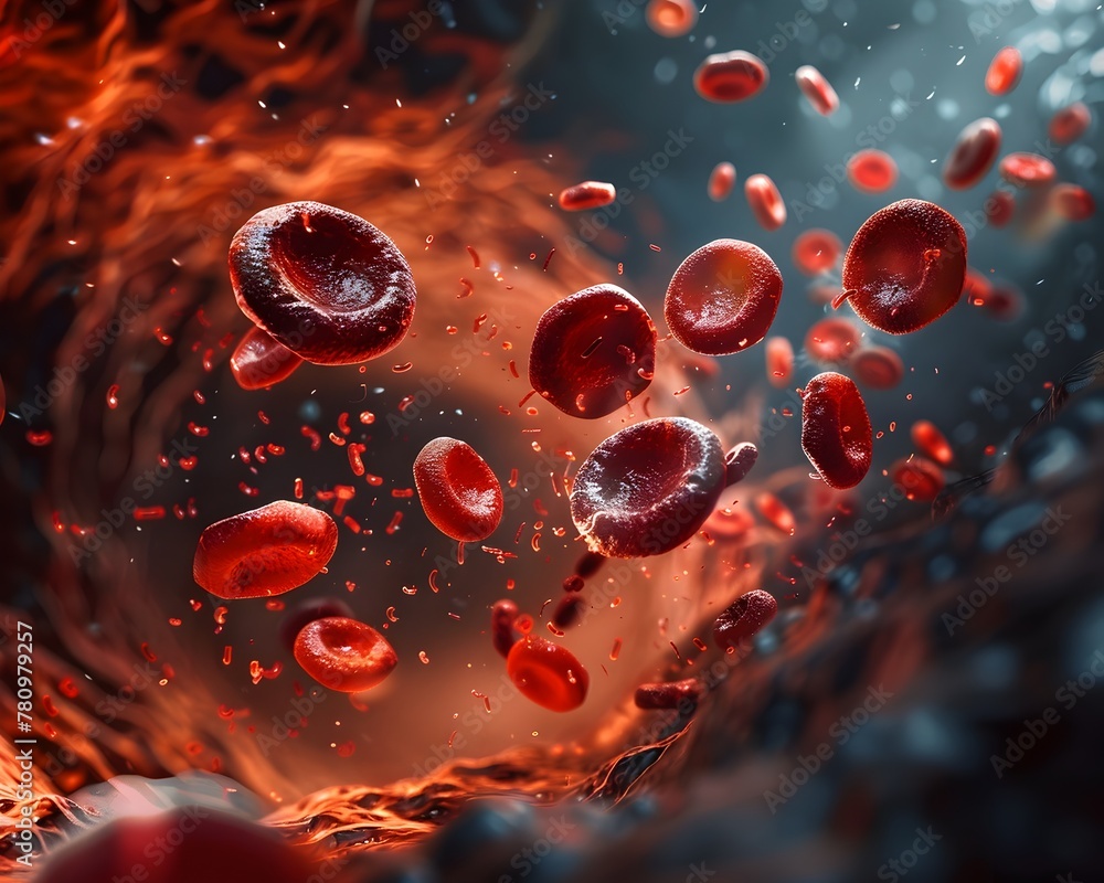 Microscopic Blood Cells in Fiery Scarlet Intensity Revealing Medical Hematological Disorders and Diseases Microscopic Blood Cells in Fiery Scarlet Intensity Revealing Medical Hematological Disorders and Diseases