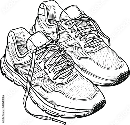 Running Shoes , Coloring Pages Vector