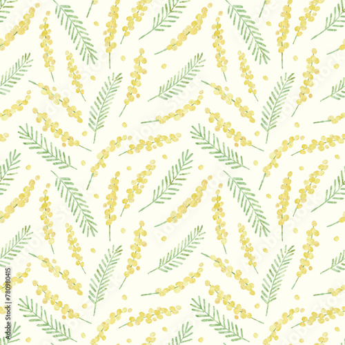 ミモザの手書き風パターン