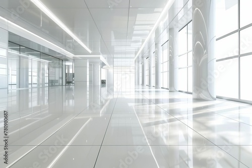 Clean White Hospital Floor Reflecting Modern Architecture and Health Concepts  3D Rendering