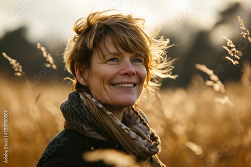 Portrait of a beautiful middle-aged woman in a wheat field