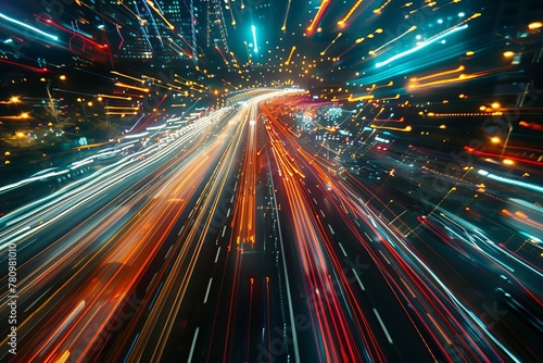 Long Exposure Shot of Traffic on Highway at Night, Capturing Dynamic Movement, Photograph © Lucija
