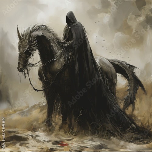 The Black Knight on horseback