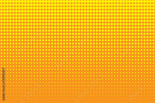 Yellow halftone dots gradient. Bright background texture. Sunny polka dot pattern. Vector illustration. EPS 10.