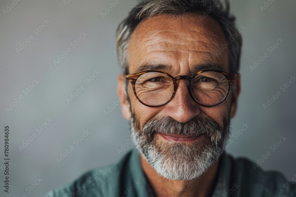 Portrait of a senior man with gray hair and beard wearing glasses Portrait of a senior man with gray hair and beard wearing glasses