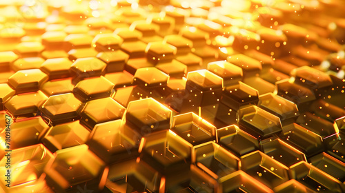 UHD Style Gold Hexagons Background with Shimmer