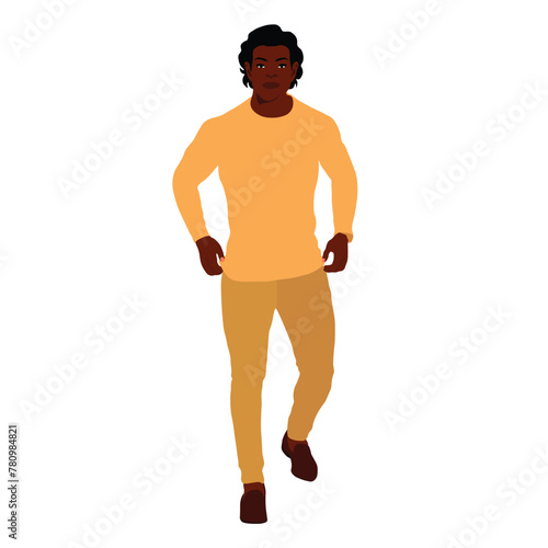 Handsome black man in elegant art style vector