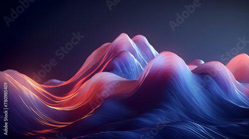 Digital iridescent mountains wave abstract graphic poster web page PPT background