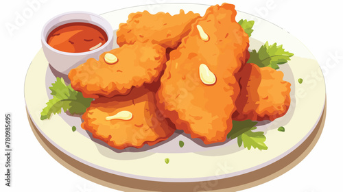 Breaded chicken nuggets served on a plate tasty pou photo