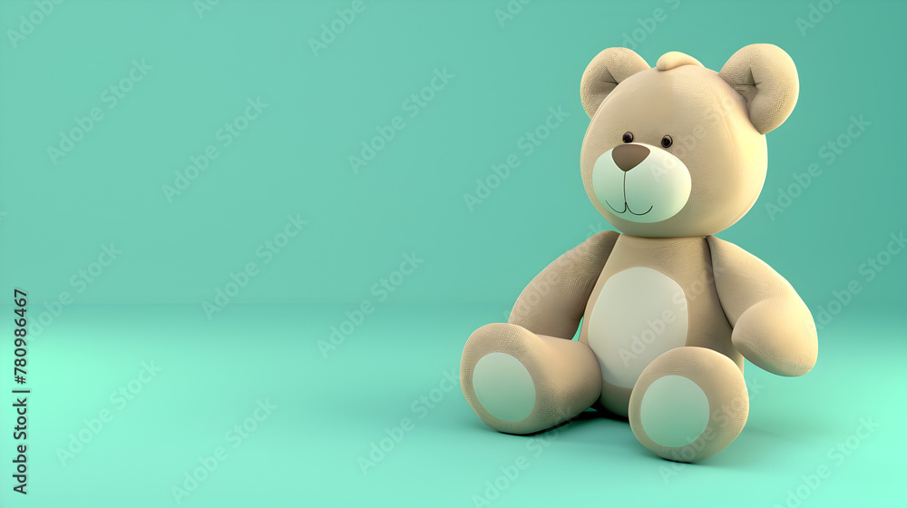 Bear with simple light green colored background. copy space. Bear with simple light green colored background. copy space.