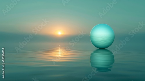 Serene Sunrise over Water with Single Egg