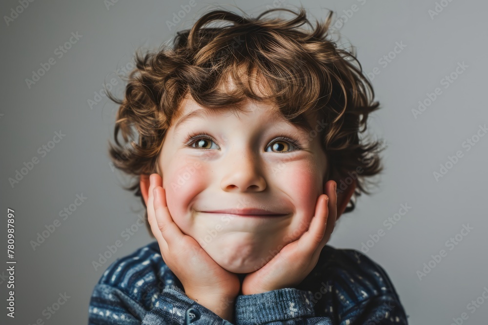 Portrait of a happy smiling little boy, isolated on gray background Portrait of a happy smiling little boy, isolated on gray background