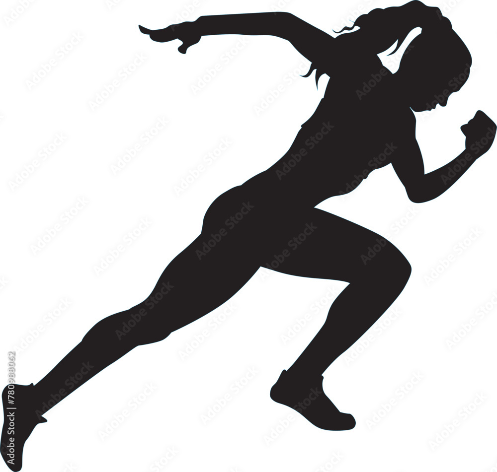 Vector silhouette of an athletic woman running - obrazy, fototapety, plakaty 