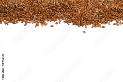 Pile of flax seeds isolated on white background © bt1976