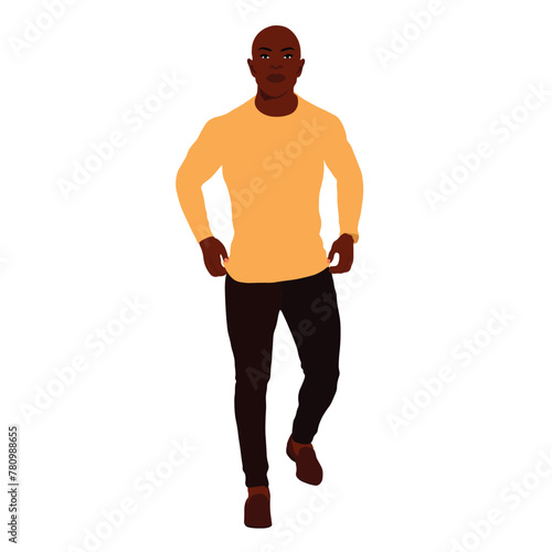 Bold stylish black man in elegant art style vector