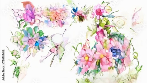 abstract Watercolor Easter cross clipart. Floral crosses illustration, motion