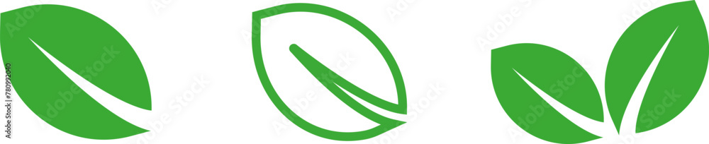 Green leaf vector icons. Eco leaf logo. Simple linear leaves of trees and plants. Elements for eco friendly and bio logo,vegan. Green leaves collection. Ecology leaf element. Green leaf vector icons. Eco leaf logo. Simple linear leaves of trees and plants. Elements for eco friendly and bio logo,vegan. Green leaves collection. Ecology leaf element.