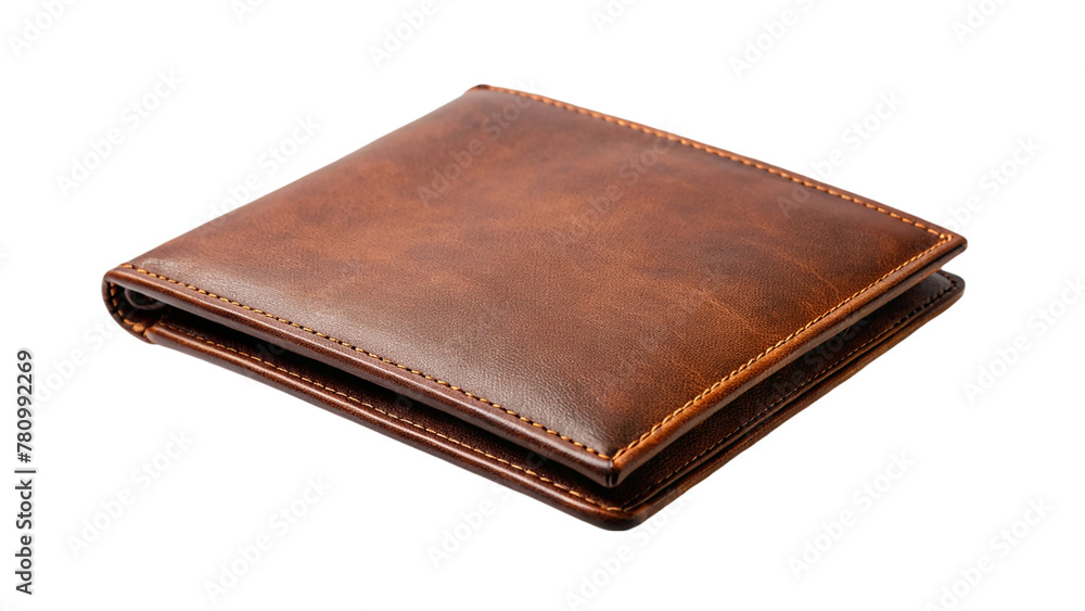 Brown leather wallet isolated on transparent background Brown leather wallet isolated on transparent background